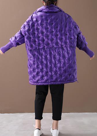  New purple duck down coat plus size down jacket winter coats stand collar zippered -  - DYAVOR® 