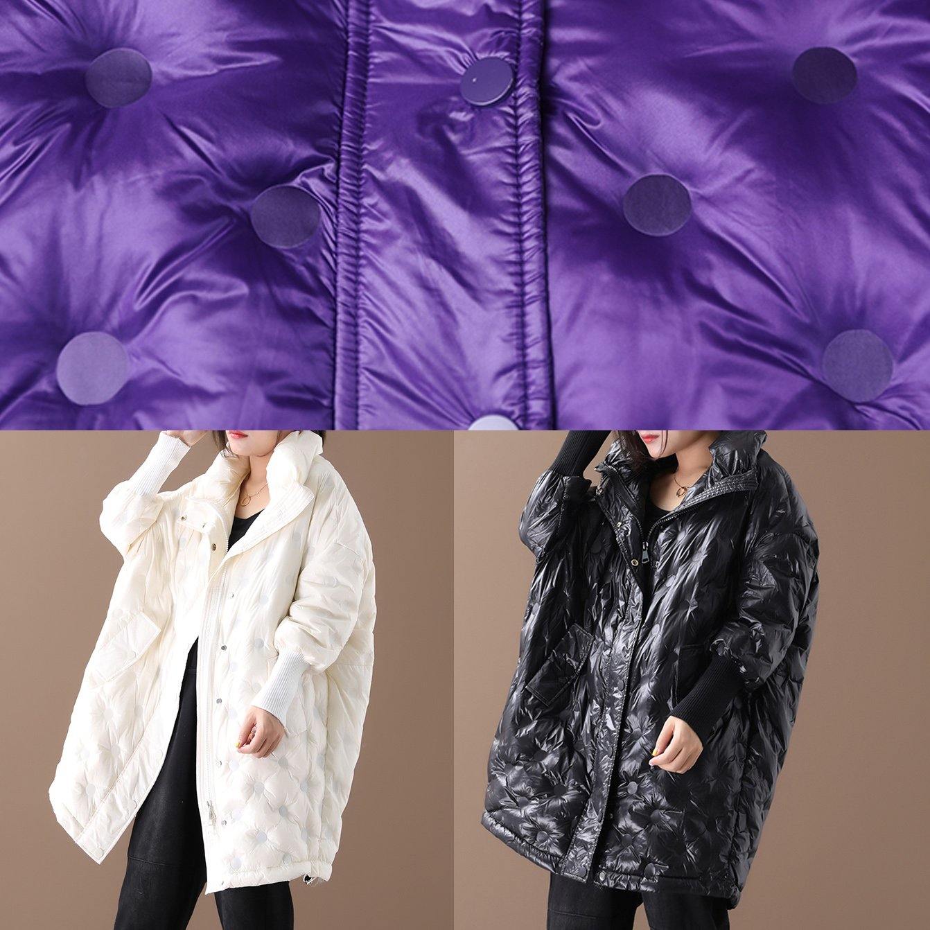  New purple duck down coat plus size down jacket winter coats stand collar zippered -  - DYAVOR® 
