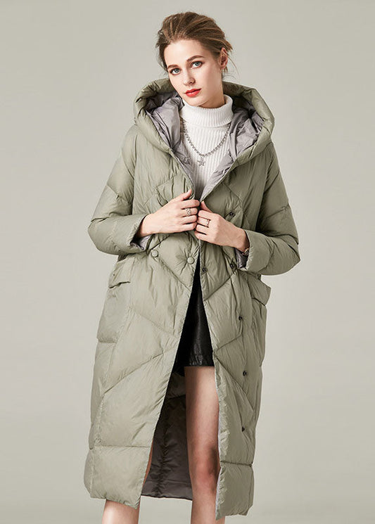  Organic Green Hooded Pockets Button Warm Duck Down Canada Goose Jacket Winter - Down Jackets - DYAVOR® 