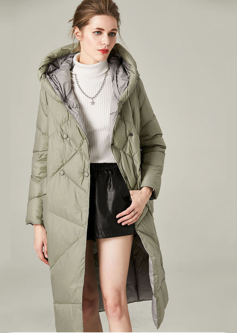  Organic Green Hooded Pockets Button Warm Duck Down Canada Goose Jacket Winter - Down Jackets - DYAVOR® 