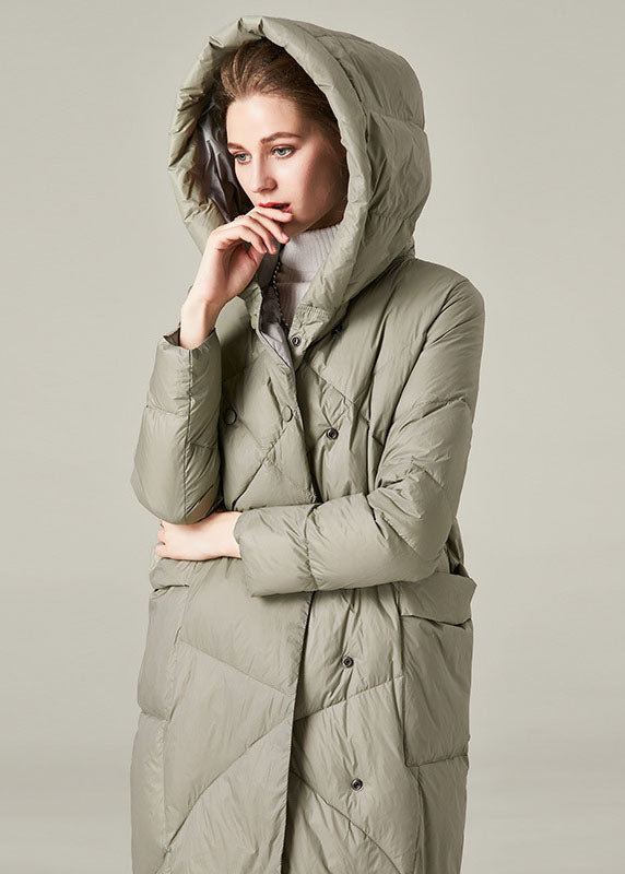  Organic Green Hooded Pockets Button Warm Duck Down Canada Goose Jacket Winter - Down Jackets - DYAVOR® 
