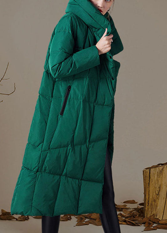  Organic Green Stand Collar Pockets asymmetrical design Winter Duck Down coat - Down Jackets - DYAVOR® 