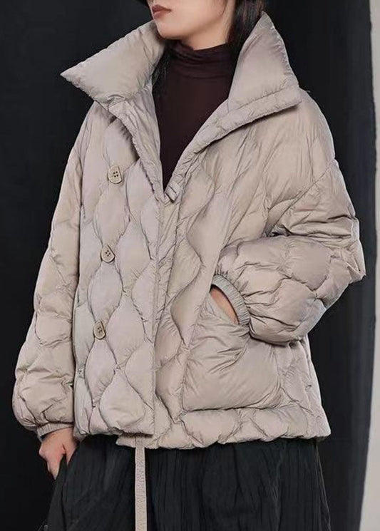 Organic Grey fashion Button Casual Winter Duck Down Coat - Down Jackets - DYAVOR® 