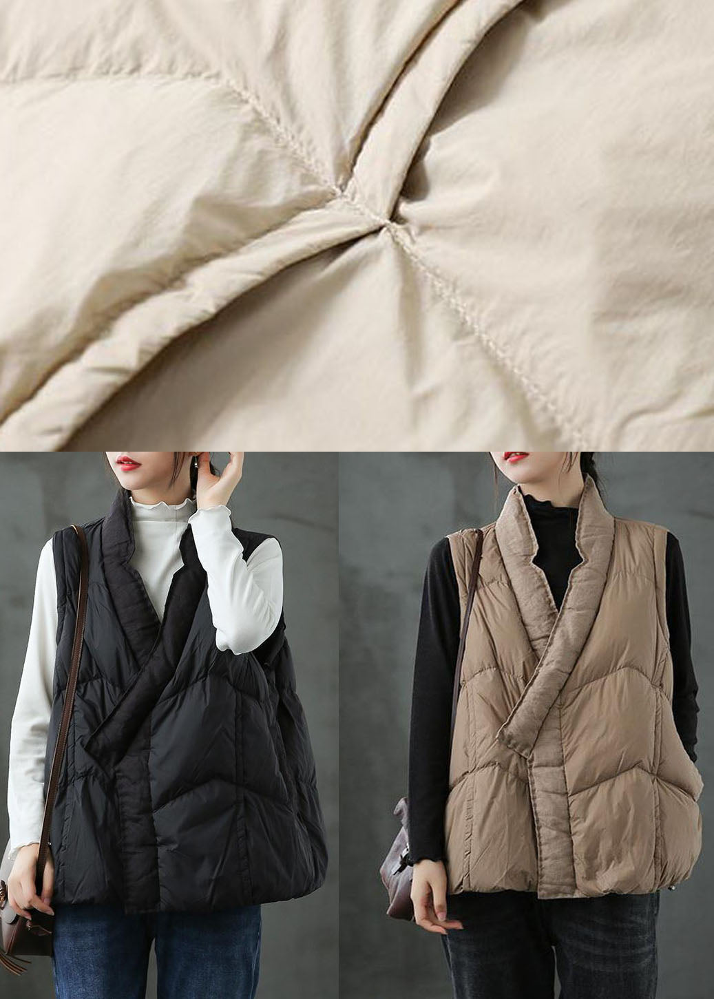  Organic Khaki Pockets Loose Casual Winter Puffer Vest - vests - DYAVOR® 