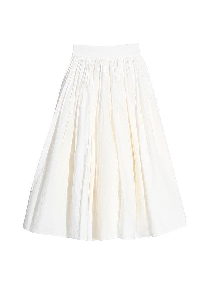  Organic White High Waist Cinched Patchwork Summer Cotton Skirts - Skirts - DYAVOR® 