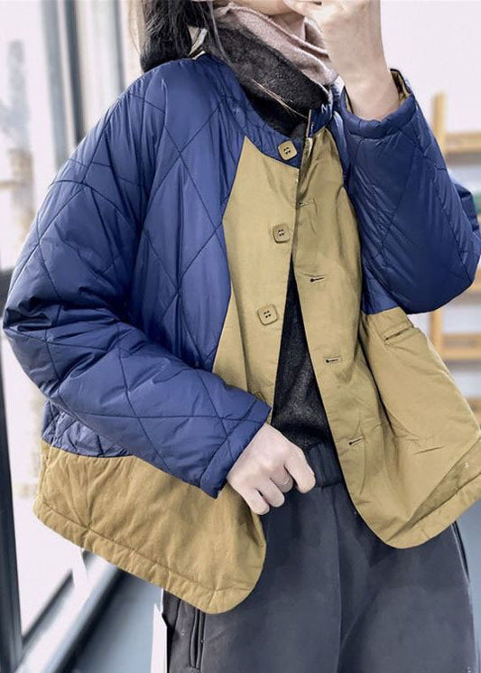  Original Design Blue Oversized Pocket Patchwork Fine Cotton Filled Parka Winter - Down Jackets - DYAVOR® 