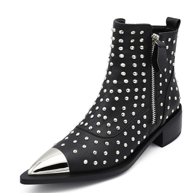  Perona Women's Pointed Toe Metal Boots - Boots - DYAVOR® 