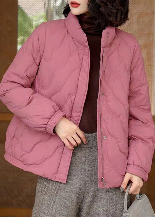  Pink Original Duck Down Jacket In Winter Stand Collar Zip Up Winter - Down Jackets - DYAVOR® 