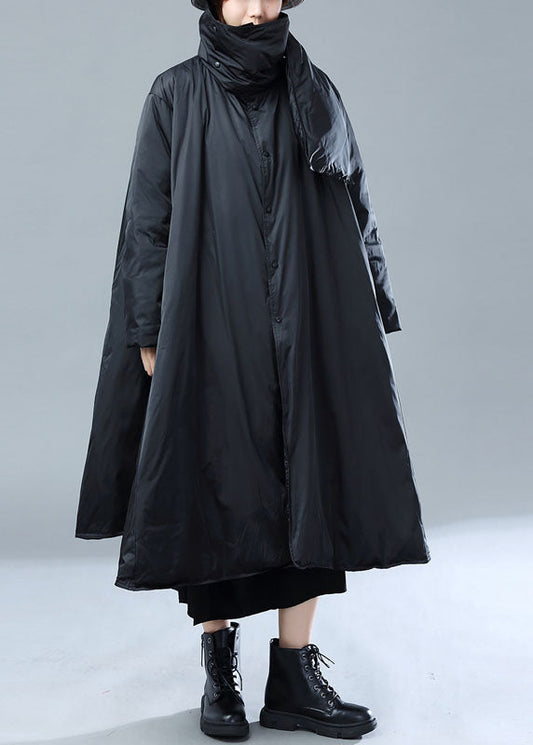  Plus Size Black Asymmetrical Scarf Duck Down Puffer Jacket Winter - Down Jackets - DYAVOR® 