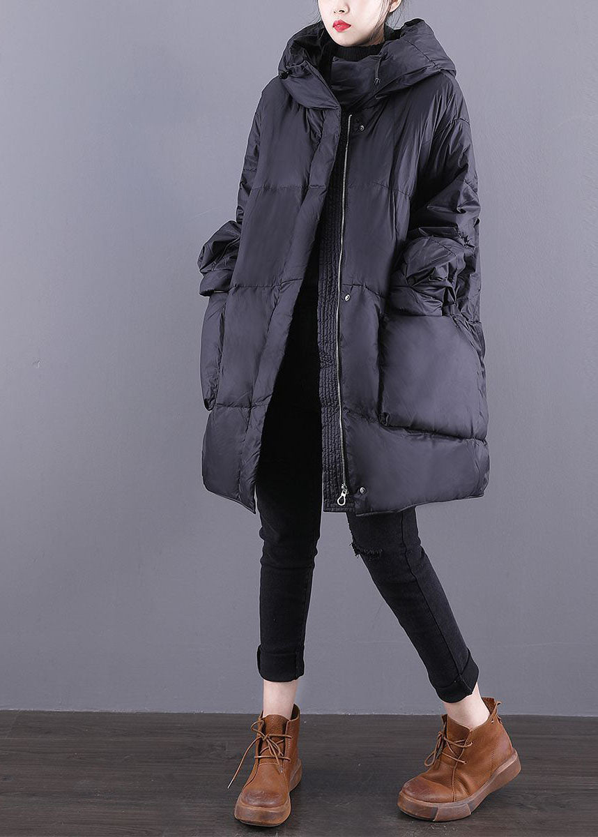  Plus Size Black Hooded Drawstring Thick Duck Down Down Coats Winter - Down Jackets - DYAVOR® 