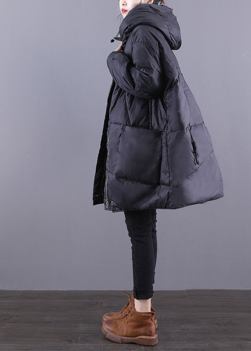  Plus Size Black Hooded Drawstring Thick Duck Down Down Coats Winter - Down Jackets - DYAVOR® 