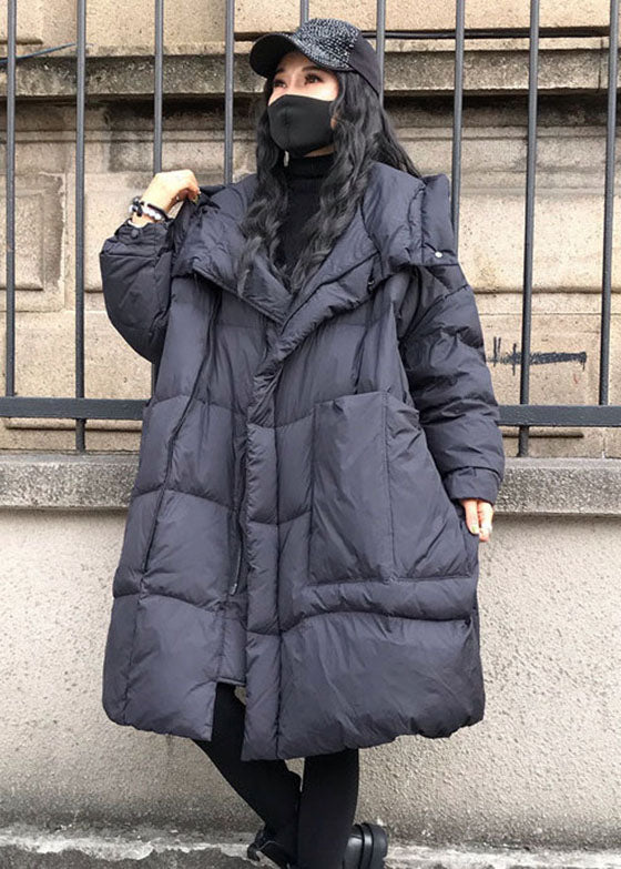  Plus Size Black Hooded Oversized Thick Duck Down Jackets Winter - Down Jackets - DYAVOR® 