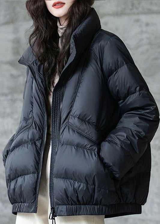  Plus Size Black Stand Collar Zip Up Thick Duck Down Winter Coats - Down Jackets - DYAVOR® 