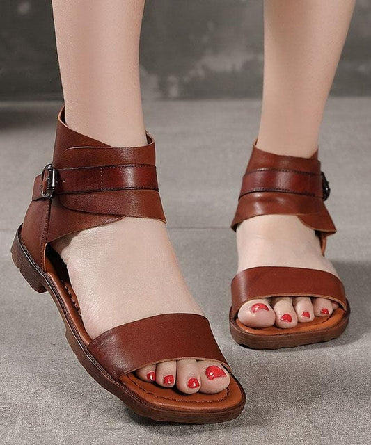 Plus Size Chocolate best sandals for walking Cowhide Leather - Sandals - DYAVOR® 
