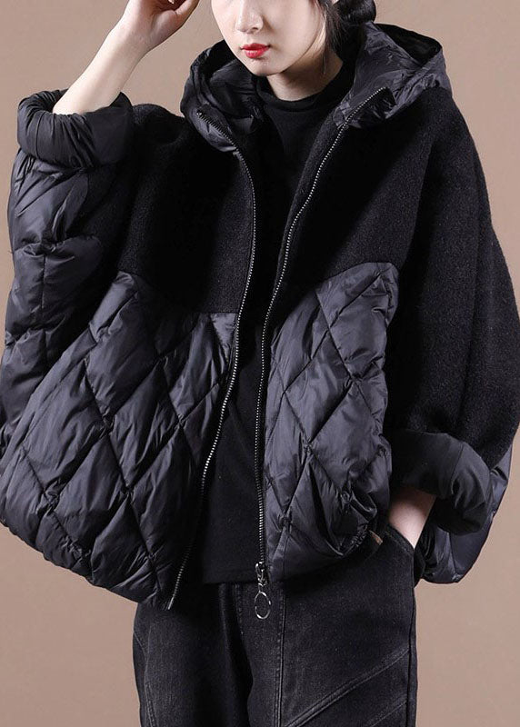  Plus Size Chocolate Hooded Patchwork Duck Down Winter down coat - Down Jackets - DYAVOR® 