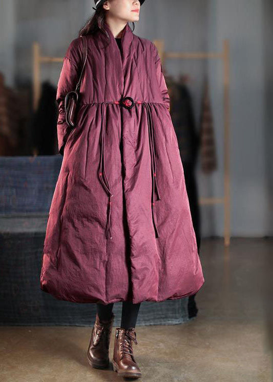  Plus Size Mulberry V Neck Embroideried Pockets Duck Down Women Witner Coats - Down Jackets - DYAVOR® 