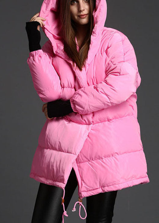  Plus Size Pink hooded drawstring Winter Duck Down Coat - Down Jackets - DYAVOR® 