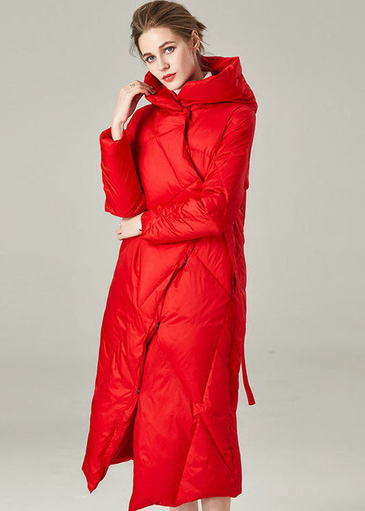 Red Thick Duck Down Puffers Jackets Lace Up  Winter - Down Jackets - DYAVOR® 