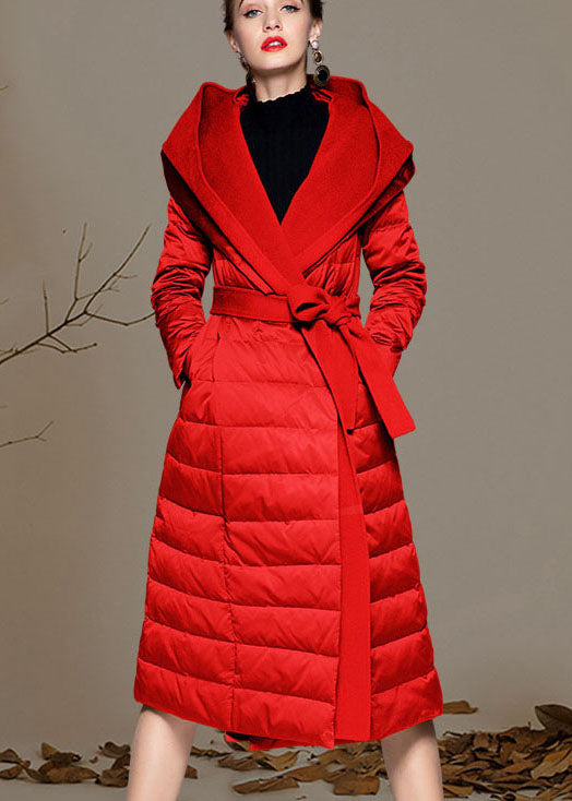  Red hooded Patchwork slim fit Winter Duck Down Coats - Down Jackets - DYAVOR® 