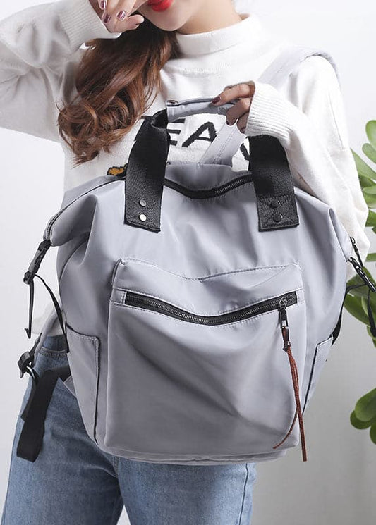  Retro Grey Solid Cotton Backpack Bag - Backpack Bag - DYAVOR® 