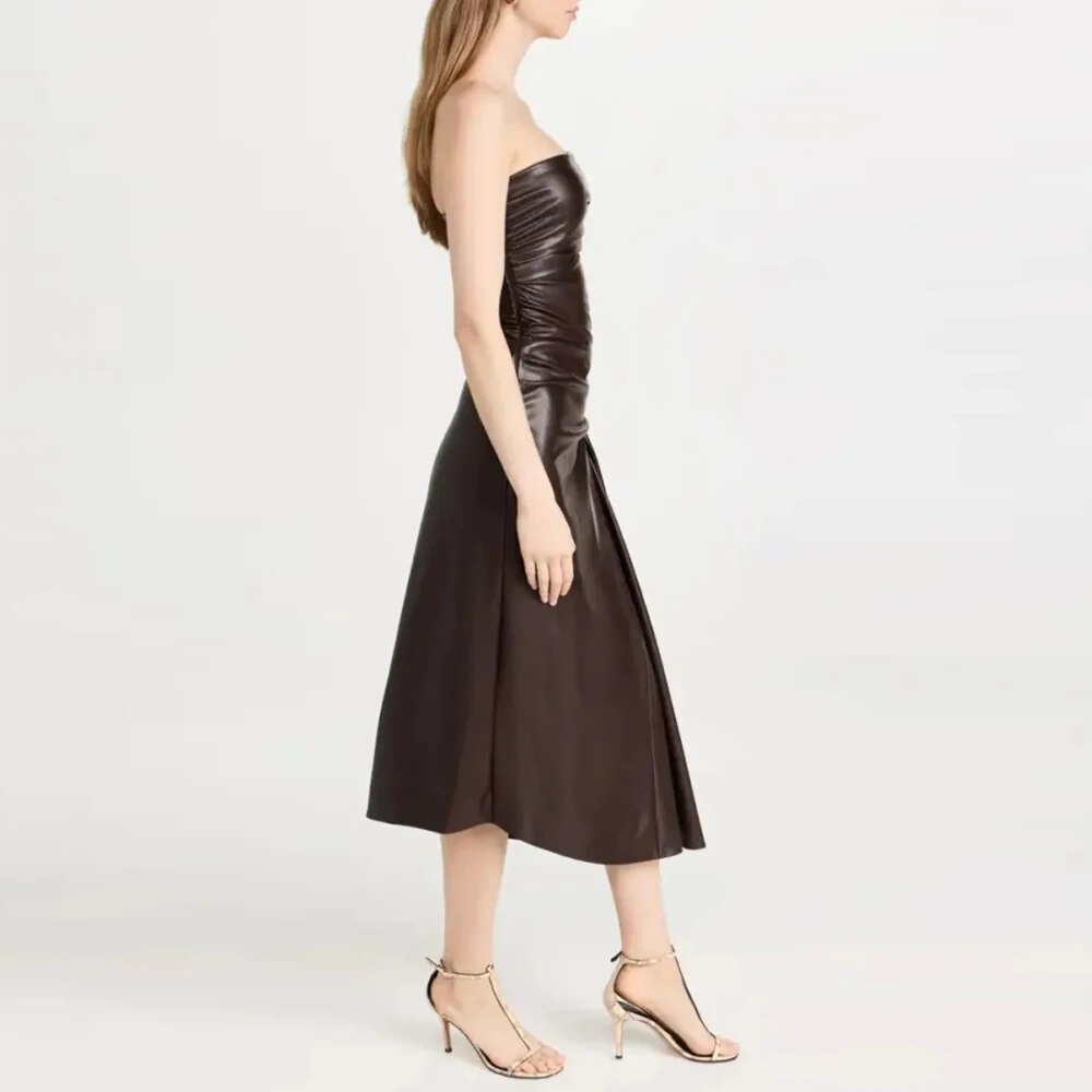  Chic Strapless Leather Dress - Dresses - DYAVOR® 