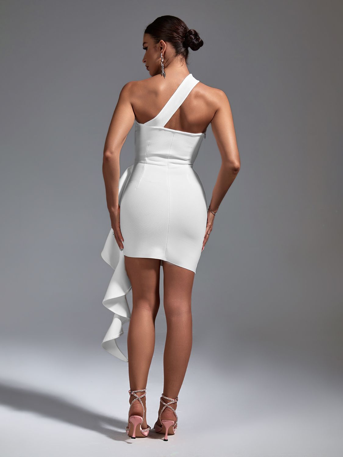 Ruffle White Bandage Mini Dress