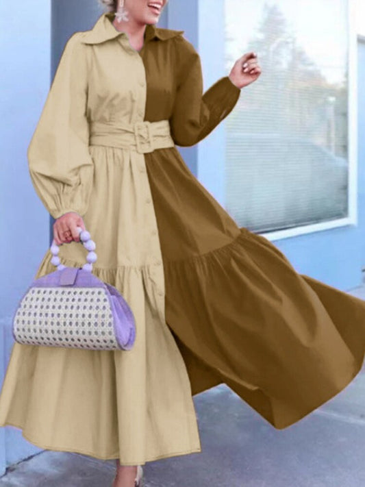  Women's Dress 2023 Spring Summer New In Dresses Lapel Belt Waist Long Dresses Fashion Party Dress Elegant Woman Clothing Robe -  - DYAVOR® 