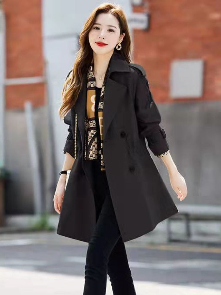  Trench Coat for Women 2022 New Autumn Lapel Windbreaker Khaki Coat Jacket Office Lady Trench Coats Jackets Winter Clothes Women -  - DYAVOR® 