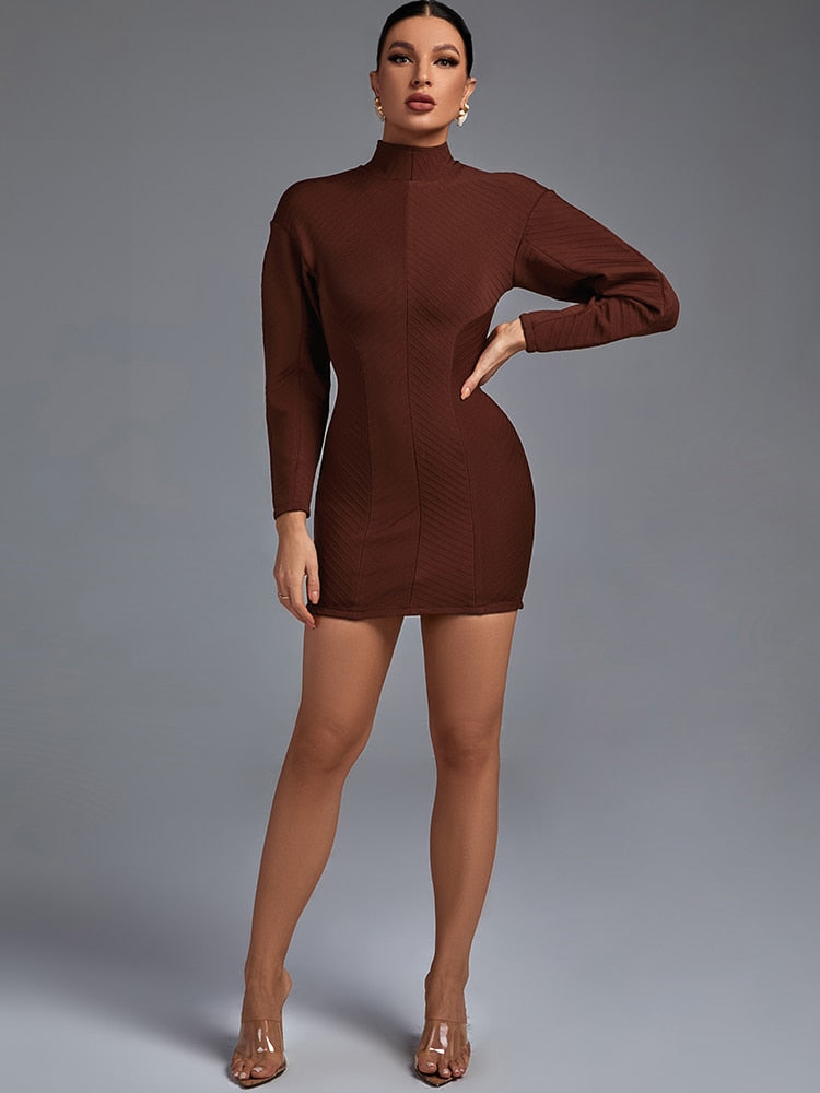  Brown Mini Bandage Dress - Dresses - DYAVOR® 