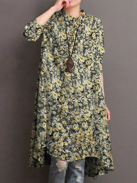 Spring Autumn New Women's Long Sleeve Round Neck Print Dress Fashion Loose Shirt Dress Party Dresses Oversize Women Clothing Top -  - DYAVOR® 