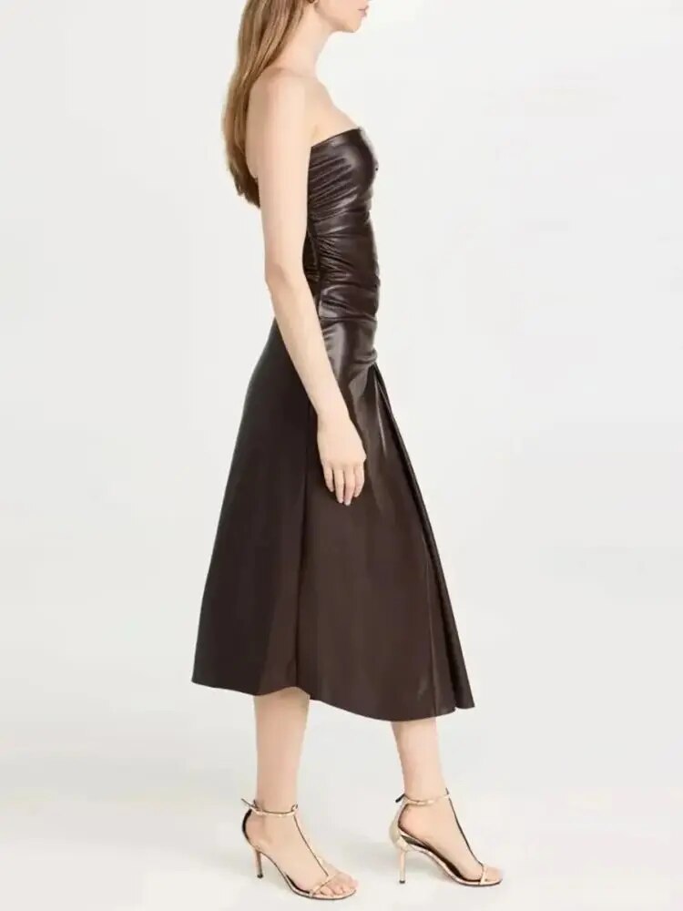  Chic Strapless Leather Dress - Dresses - DYAVOR® 