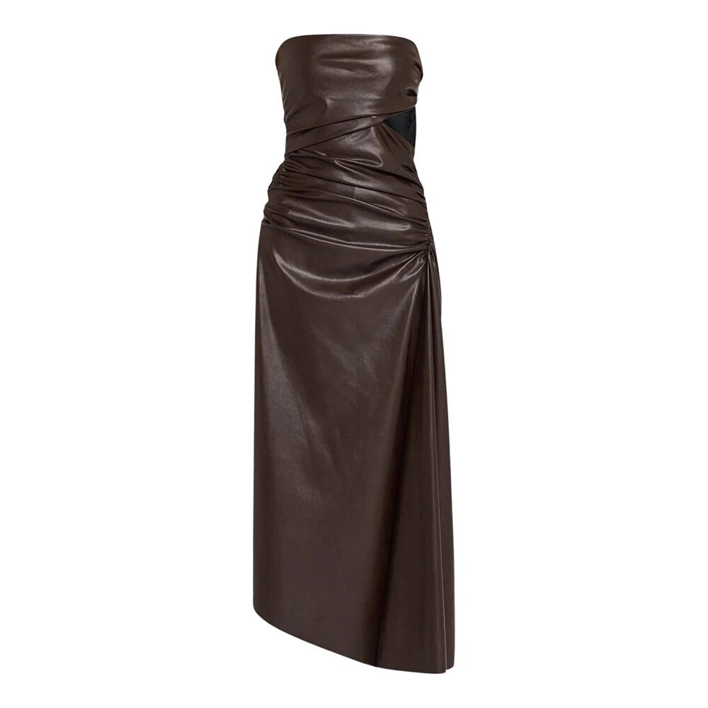  Chic Strapless Leather Dress - Dresses - DYAVOR® 