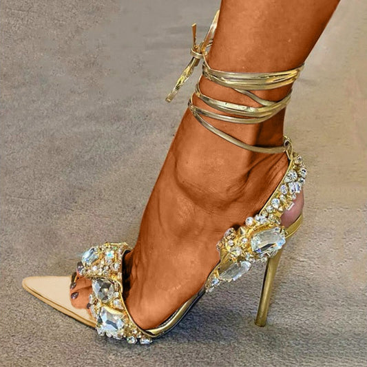  Women Sandals Female Pu Pointed Toe Crystal Fashion -  - DYAVOR® 