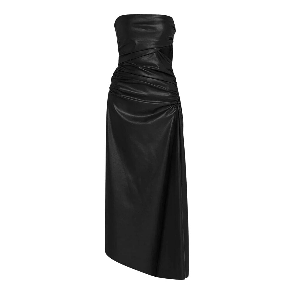  Chic Strapless Leather Dress - Dresses - DYAVOR® 