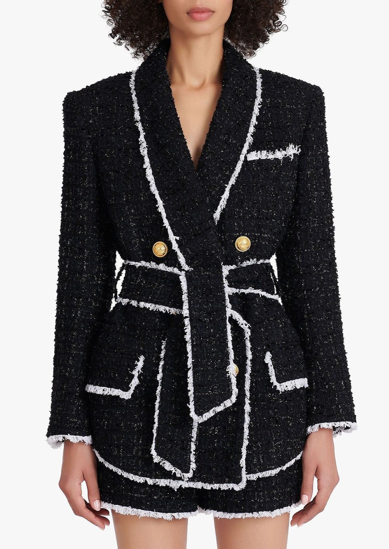  Tweed Blazer with Belt -  - DYAVOR® 