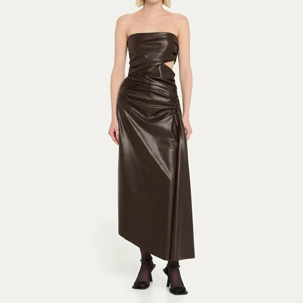  Chic Strapless Leather Dress - Dresses - DYAVOR® 