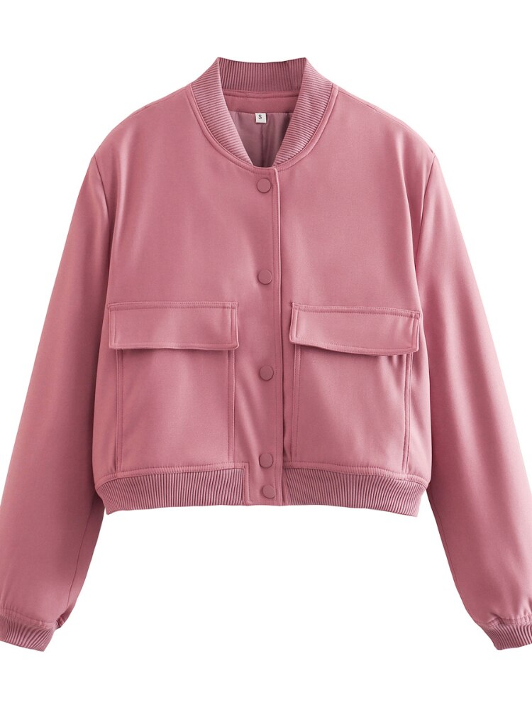 Women's Bomber Jacket Fashion with Pockets Spring Jackets Coat Vintage Long Sleeve Casual New In Outerwears Chic Top Streetwear -  - DYAVOR® 