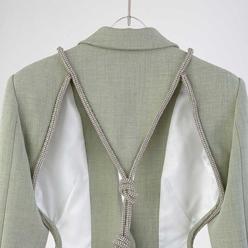  Green Backless Diamond Blazer -  - DYAVOR® 