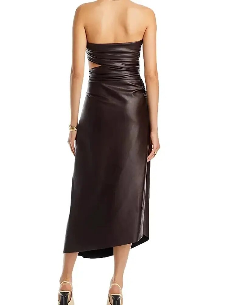  Chic Strapless Leather Dress - Dresses - DYAVOR® 