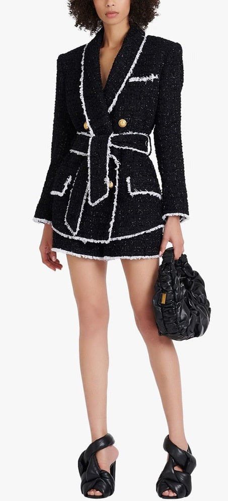  Tweed Blazer with Belt -  - DYAVOR® 