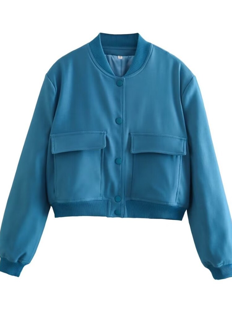  Women's Bomber Jacket Fashion with Pockets Spring Jackets Coat Vintage Long Sleeve Casual New In Outerwears Chic Top Streetwear -  - DYAVOR® 