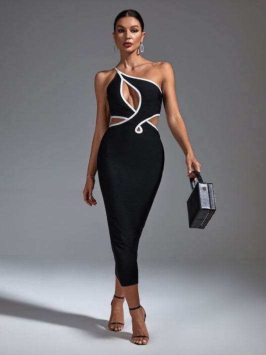  Sleek Black Cut Out Midi Dress - Dresses - DYAVOR® 