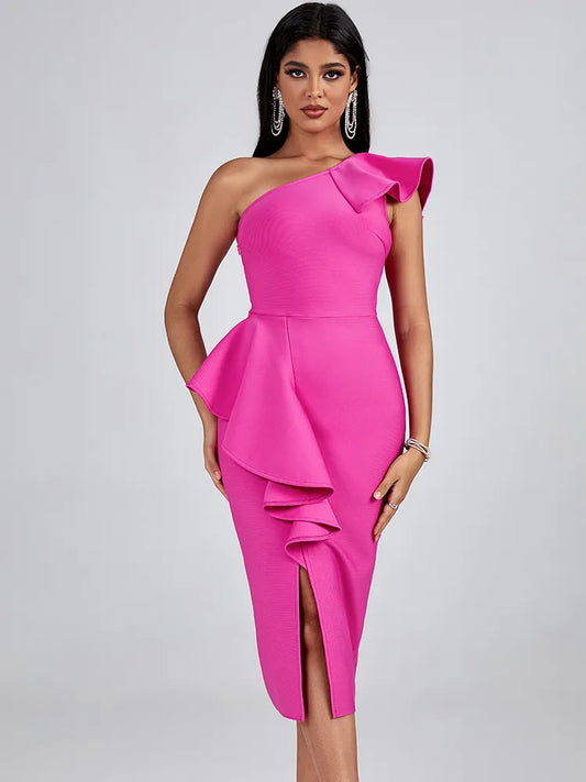  Chic Pink Ruffle Bandage Dress - Dresses - DYAVOR® 