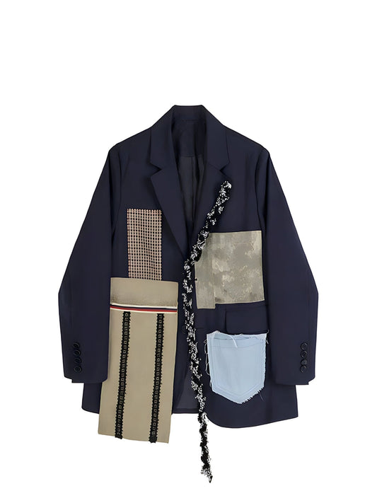  The Nancy Patchwork Pocket Long Sleeve Blazer - 0 - DYAVOR® 