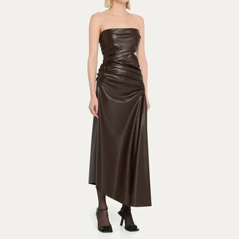  Chic Strapless Leather Dress - Dresses - DYAVOR® 