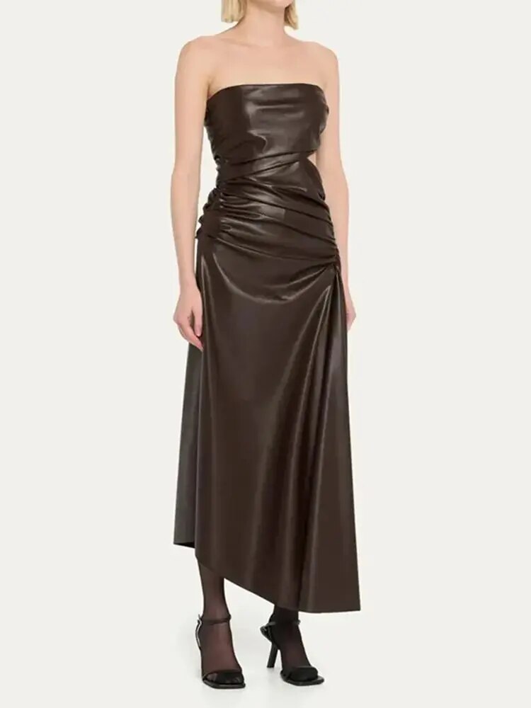  Chic Strapless Leather Dress - Dresses - DYAVOR® 