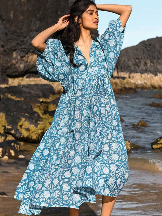  Dresses for Women 2023 New Spring Summer Printed Sexy Dress Women's Balloon Sleeve Dresses Bohemian Resort-inspired Beachwear -  - DYAVOR® 