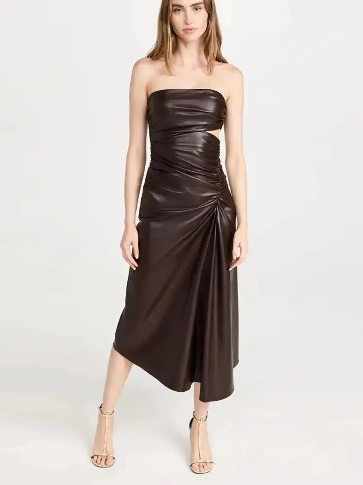  Chic Strapless Leather Dress - Dresses - DYAVOR® 