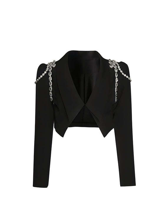  The Evelyne Long Sleeve Cropped Blazer - 0 - DYAVOR® 