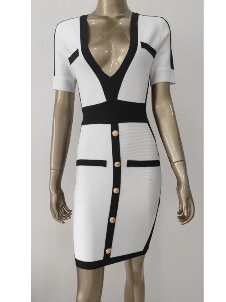  Short Sleeve Bandage Dress - Dresses - DYAVOR® 